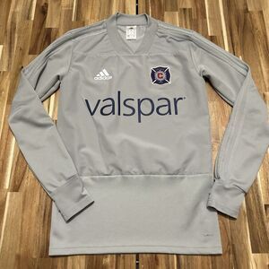 Chicago Fire Jersey Mens XS Adidas Gray Long‎ Sleeve Soccer MLS Replica Valspar